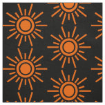 Sun Pattern 02 - Orange on Black Fabric