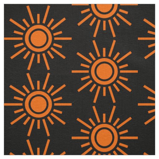 Sun Pattern 02 - Orange on Black Fabric
