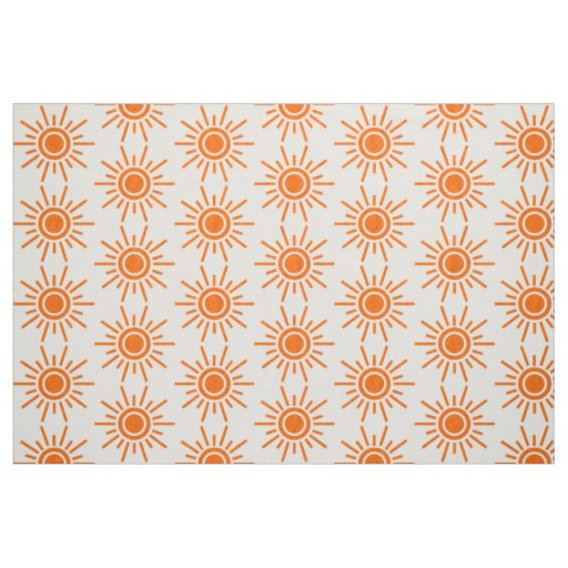 Sun Pattern 02 - Orange on White Fabric