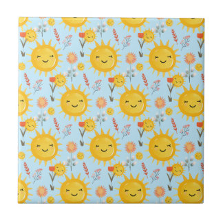 Sun Pattern Ceramic Tile