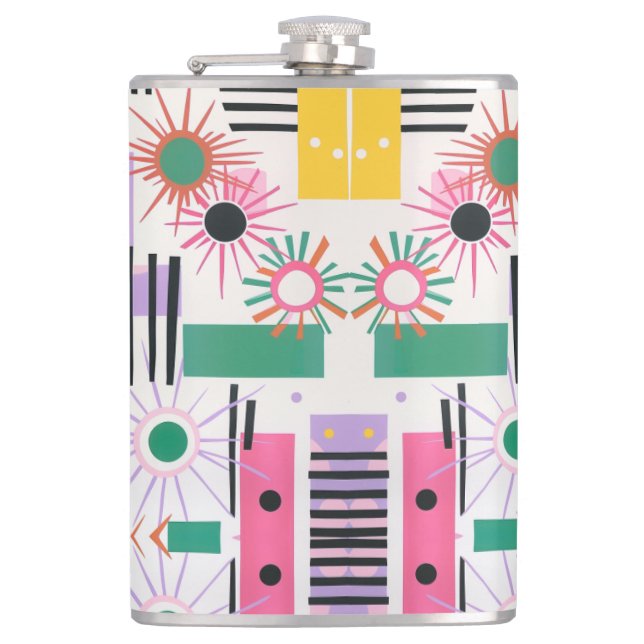 Sun Pattern whimsical Flask (Front)