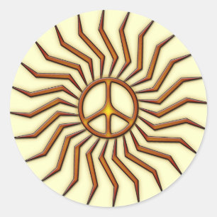 SUN PEACE SIGN CLASSIC ROUND STICKER
