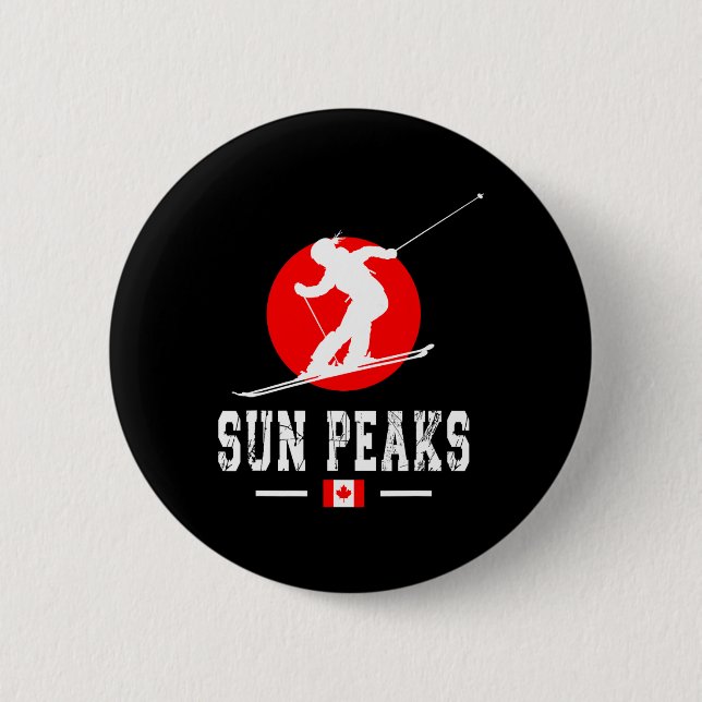 Sun Peaks Canada Ski Resort Rocky Mountains Canadi Button (Front)