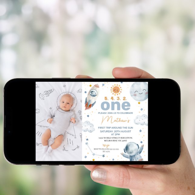 Sun Photo First Trip Around the Sun 1st Birthday  Invitation (Front Digital)