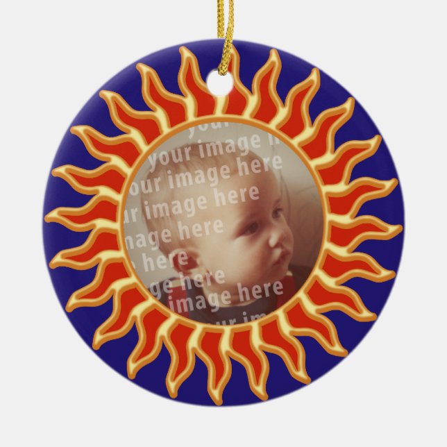 Sun Photo Frame Ceramic Ornament (Front)