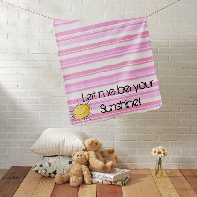 Sun Pink & White Stripe Sunshine Baby Blanket (In Situ)