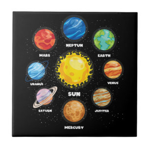 Sun Planets Outer Space Scientist Astronaut Space  Ceramic Tile