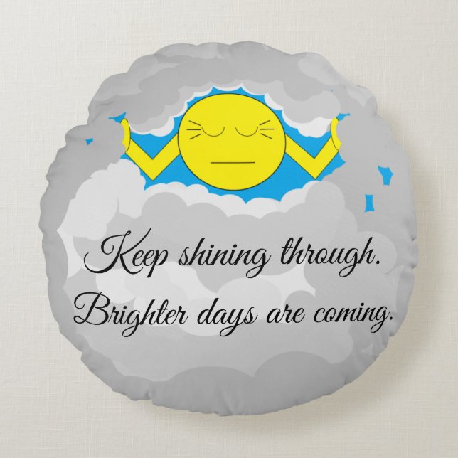Sun Pushing Through Storm Clouds: Round Pillow (Front)