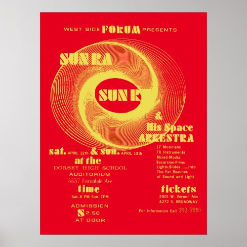 Sun Ra Arkestra Forum Jazz Vintage Poster