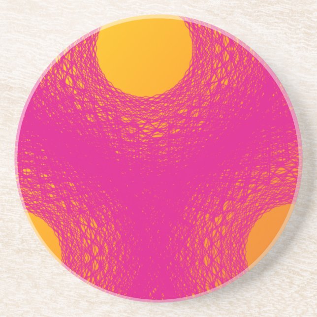 Sun radiates purple lights sandstone coaster (Front)