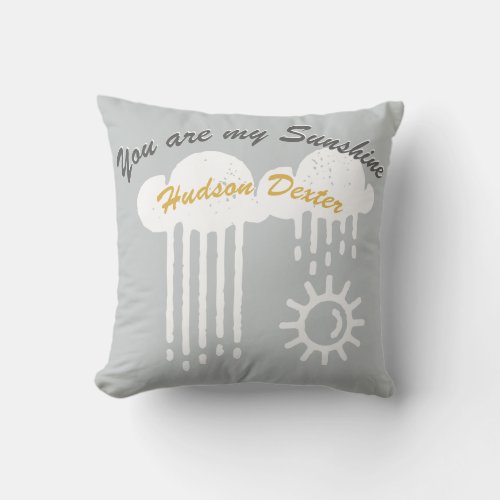 Sun Rain Clouds Personalized Nursery Decor Throw Pillow