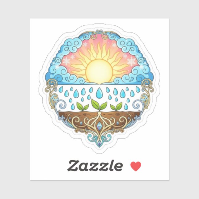 Sun Rain Growth Nature Symbol Illustration design  Sticker (Sheet)