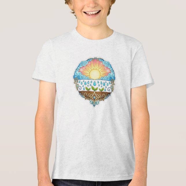 Sun Rain Growth Nature Symbol Illustration design  Tri-Blend Shirt (Front)