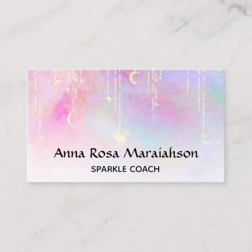  Sun Rainbow Gold Sparkle Glitter Moon Unicorn Business Card