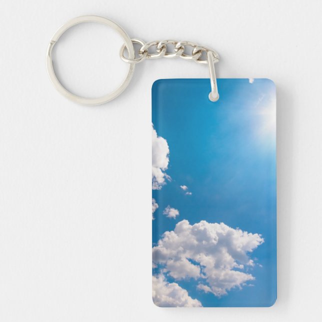 Sun Ray Burst From Behind A Cloud Keychain (Front)