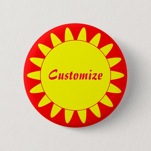 Sun Ray Template - 3 Pinback Button (Front)