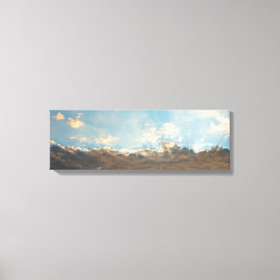Sun Rays and Blue Clouds Sky Panorama Landscape Canvas Print