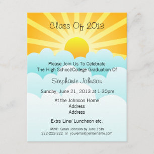 Sun Rays and Clouds New Beginning Graduation Party Invitation