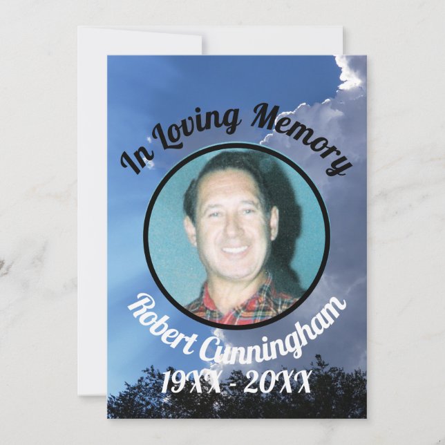 Sun Rays and Clouds Photo Memorial Card (Front)