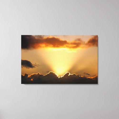 Sun rays and dark clouds canvas print
