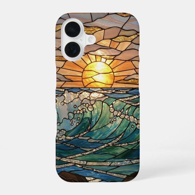 Sun Rays And Waves Stained Glass Illusion Iphone Case (Back)