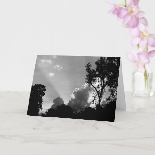 Sun Rays at Sunset BW Happy Birthday Card