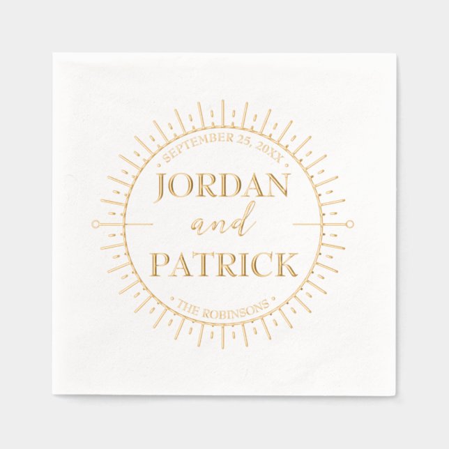 Sun Rays Celestial Personalized Wedding Napkins (Front)