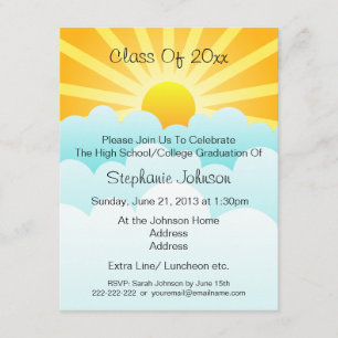 Sun Rays Clouds Celebration Graduation Party Invitation