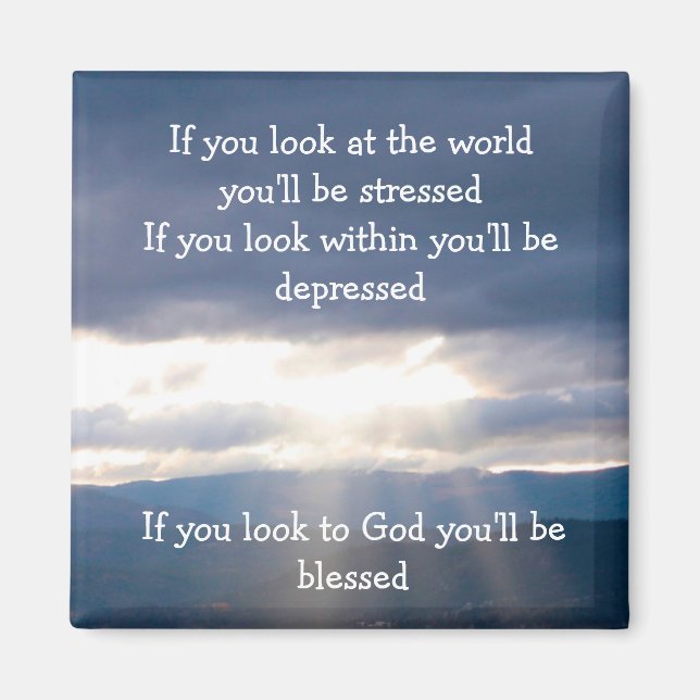  Sun Rays Lakeshore Storm Clouds Look at God  Magnet (Front)