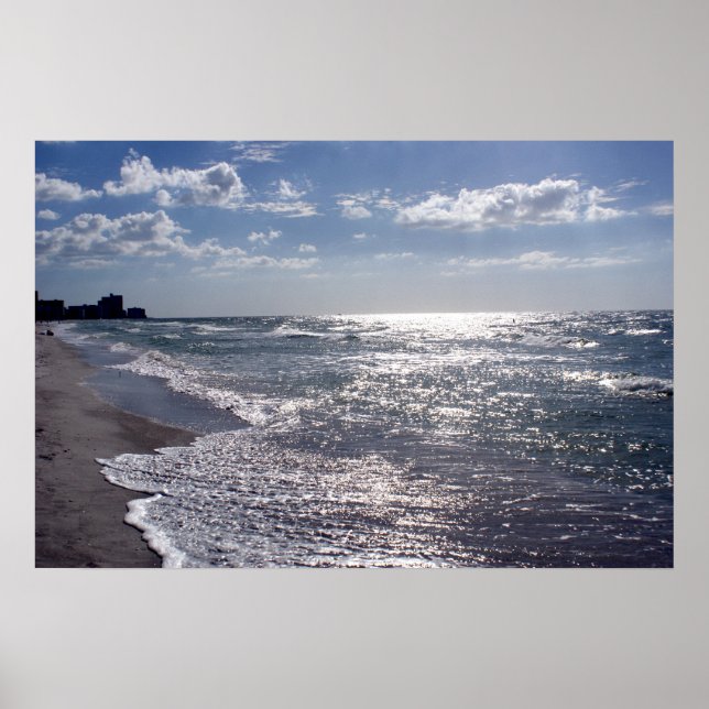 Sun Rays On The Ocean Poster (Front)