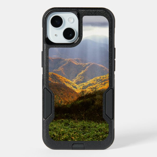 Sun Rays Over Shirakami-Sanchi Mountains iPhone 15 Case (Back)