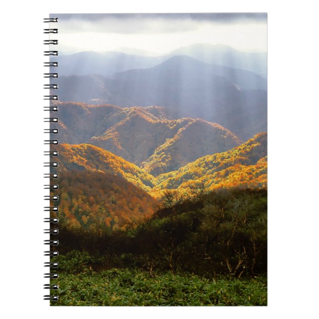 Sun Rays Over Shirakami-Sanchi Mountains Notebook (Front)