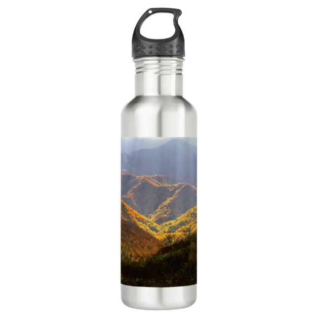 Sun Rays Over Shirakami-Sanchi Mountains Stainless Steel Water Bottle (Front)