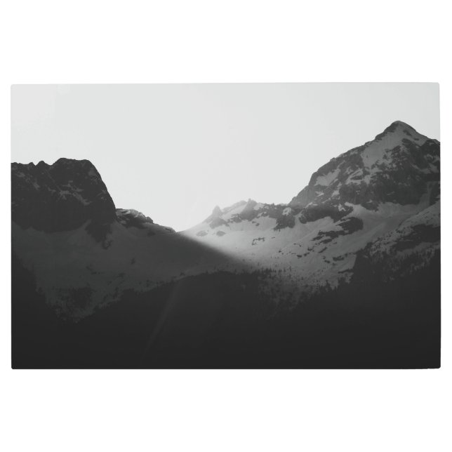 Sun rays over the mountains metal print (Front)