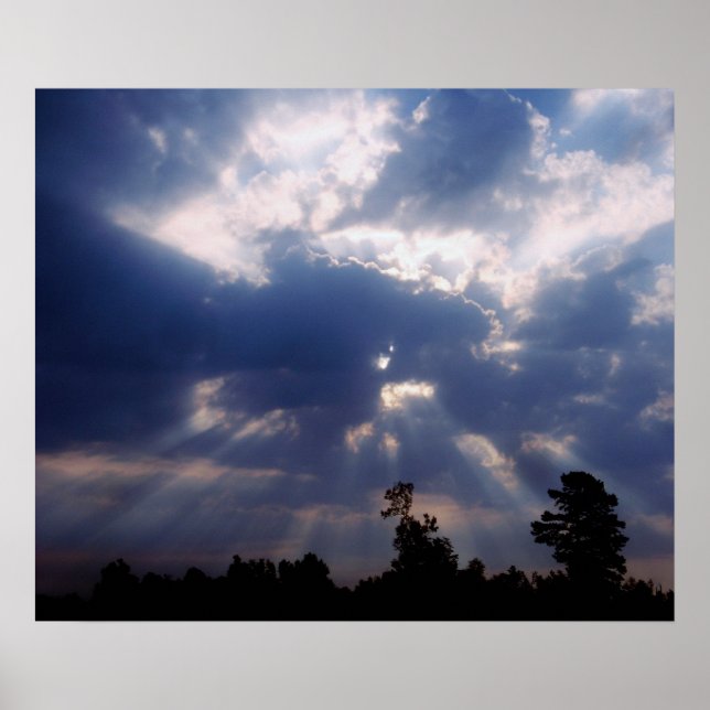 sun rays through clouds poster (Front)