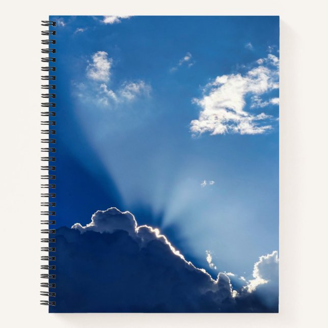 Sun Rays Wall Art Blue Sky Minimalist Clouds Notebook (Front)