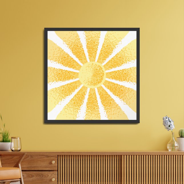 Sun Rays Yellow Sunshine Framed Art (Living Room)