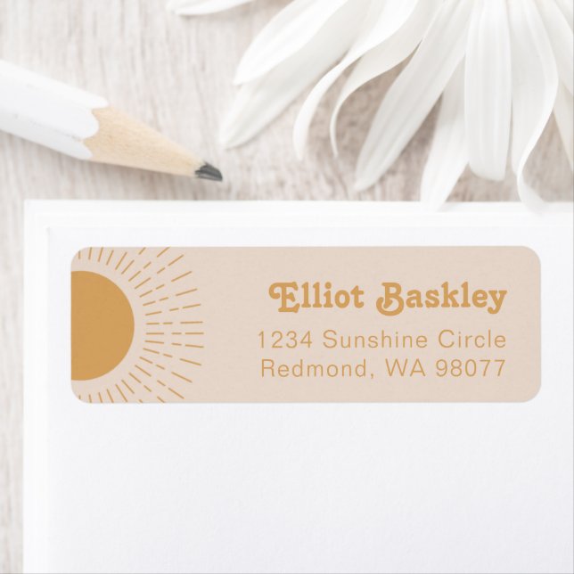 Sun Return Address Labels | Pink Sun Address Label (Insitu)