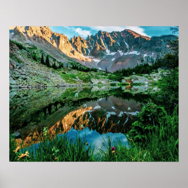 Sun Ridge Lake Reflection // Wild Flowers Poster (Front)