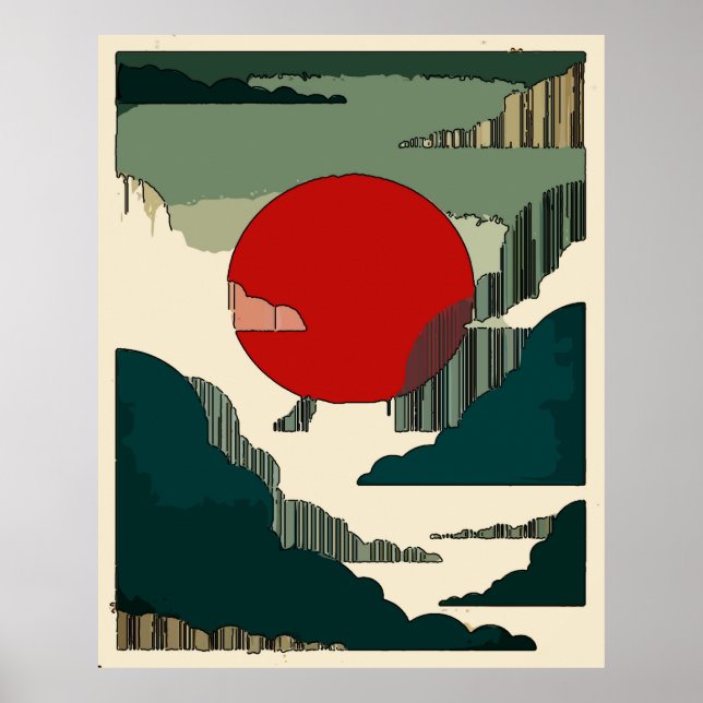 Sun Rise over Bay, abstract Poster (Front)