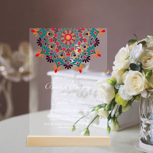 Sun Rising Boho Rustic Floral Mandala Wedding Acrylic Invitations