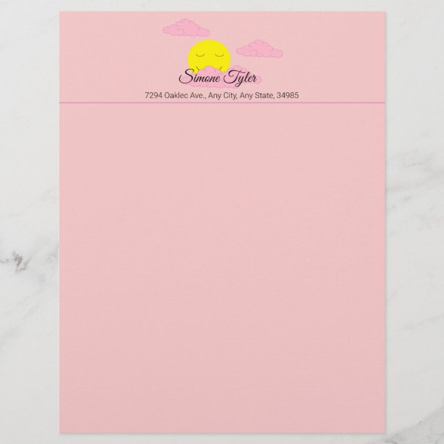 Sun Rising in Pink, Hazy Sky II Letterhead (Front)