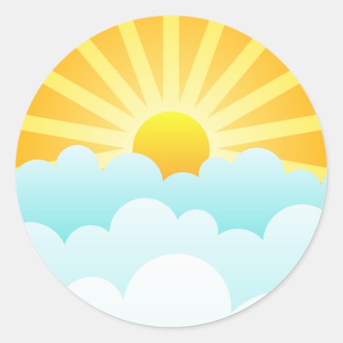 Sun Rising Over Clouds Classic Round Sticker