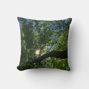 Sun Rising Through Trees Photo Morning Nature Throw Pillow
