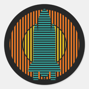 sun rocket stripes classic round sticker