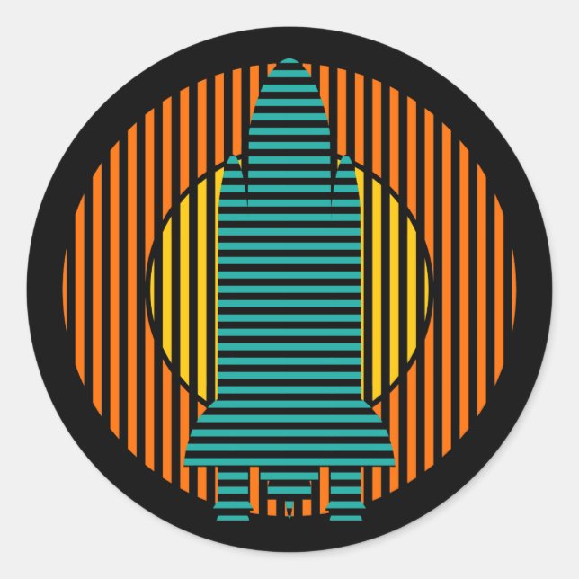 sun rocket stripes classic round sticker (Front)