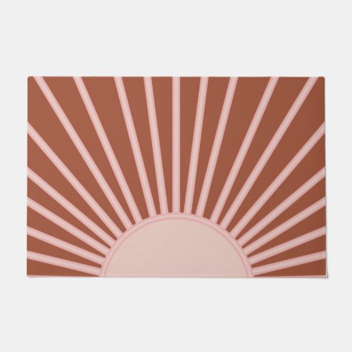 Sun Rust Sunrise Earthy Terracotta Retro Sunshine Doormat