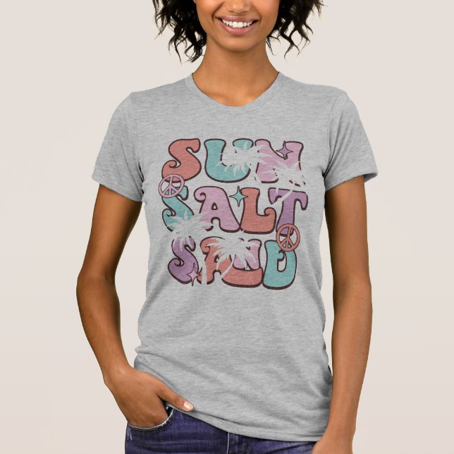 Sun Salt Sand Beach for Women Summer Coconut Tree T-Shirt (Front)
