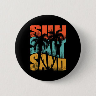 Sun Salt Sand Beach Sunset Summer Vacation Christm Button
