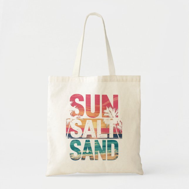Sun Salt Sand Beach Vibes Tote Bag (Front)